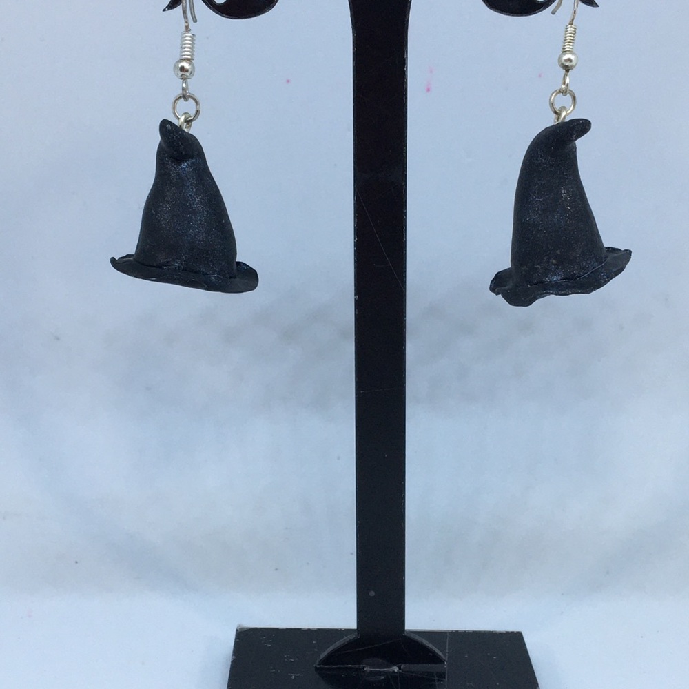 Unique Handmade Halloween Witches Hat Earrings